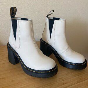 Dr. Martens Spence Leather Flared Heel Chelsea Boots in White